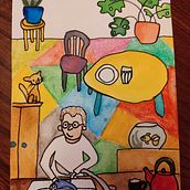 At home. Traditional illustration, Sketching, Creativit, Drawing, Watercolor Painting, Sketchbook, and Gouache Painting project by Dorota Mach - 10.01.2021