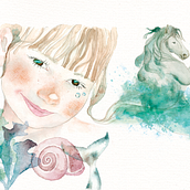 Ritratto acquerello ed elaborazione digitale. Traditional illustration project by Luciana S. - 10.07.2021