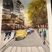 My project in Urban Landscapes in Watercolor course. Fine Arts, Architectural Illustration, and Watercolor Painting project by lvschiller - 09.30.2021