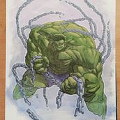 Hulk in Chains. Traditional illustration, Character Design, Painting, Comic, Acr, and lic Painting project by qwalee - 10.09.2021