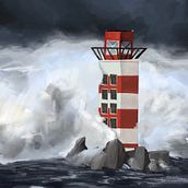 Storm in IJmuiden, illustration in Procreate. Un progetto di Illustrazione tradizionale, Bozzetti, Stor e telling di Anissa Woudenberg - 14.11.2020