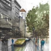 Tentativo di paesaggio plastico. Un proyecto de Pintura a la acuarela, Bellas Artes e Ilustración arquitectónica de Antonella Cicconi - 10.09.2021