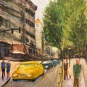 Mon projet du cours : Paysages urbains à l’aquarelle. Watercolor Painting, Fine Arts, and Architectural Illustration project by Nathalie Hamel - 10.11.2021
