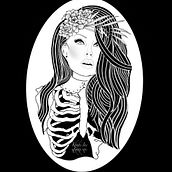 Living dead girl. Un projet de Illustration traditionnelle, Conception de tatouage, Illustration numérique , et Design  de Karlie Frenette - 07.10.2021