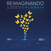 Cubierta libro: Reimaginando el comercio exterior en Colombia - Araújo Ibarra 50 años. Un progetto di Design, Direzione artistica, Graphic design, Design dell’informazione, Creatività e Comunicazione di John Triana - 14.10.2021