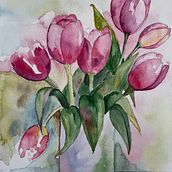 Flowers. Watercolor Painting project by Eva Machackova - 10.18.2021