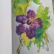 Hibiscus in watercolor. Projekt z dziedziny  Malarstwo i Malowanie akwarelą użytkownika Agata Rygielska - 18.10.2021