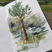 Wrocław park in watercolor. Projekt z dziedziny Malowanie akwarelą i  Malarstwo użytkownika Agata Rygielska - 18.10.2021
