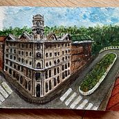 My project in Architectural Sketching with Watercolor and Ink course. Projekt z dziedziny Sketching,  R, sunek, Malowanie akwarelą,  R, sunek architektoniczn, Sketchbook,  R i sunek atramentem użytkownika alecseiceva - 19.10.2021