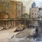 My project in Urban Landscapes in Watercolor course. Watercolor Painting, Fine Arts, and Architectural Illustration project by Mimi Rondenet - 08.22.2021