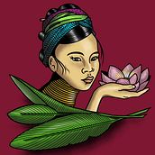 Karen Girl Composition. Traditional illustration, Graphic Design, Drawing, Digital Illustration, Tattoo Design, and Digital Drawing project by matteo.canonaco - 10.20.2021