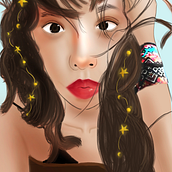 Mi Proyecto del curso: Retratos digitales de fantasía con Photoshop. Projekt z dziedziny Trad, c, jna ilustracja,  R, sunek, Ilustracja c, frowa, Portret, R, sunek c, frow, Malarstwo c i frowe użytkownika gabsyongsan - 22.10.2021