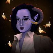 My project in Digital Fantasy Portraits with Photoshop course - Tiefling Warlock. Traditional illustration, Drawing, Digital Illustration, Portrait Drawing, Digital Drawing, and Digital Painting project by Hannah Lee - 10.22.2021