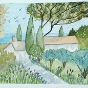 PAYSAGE DU SUD DE LA FRANCE A L'AQUARELLE. Fine Arts, and Watercolor Painting project by Sandrine Garnier - 10.22.2021
