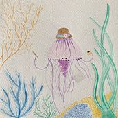 méduse occupé. Children's Illustration, Traditional illustration, and Watercolor Painting project by miroyer - 08.23.2021