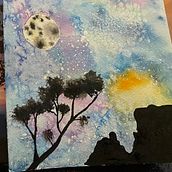 Galaxie islandaise . Traditional illustration, Fine Arts, Painting, and Watercolor Painting project by miroyer - 10.24.2021