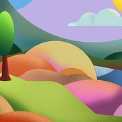 Landscape at Sunset - Illustration in Photoshop: Enchant with Colour and Texture course.  Ein Projekt aus dem Bereich Digitale Illustration und Traditionelle Illustration von sonia_munte - 25.10.2021