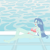Vampire girl in pool Ein Projekt aus dem Bereich Traditionelle Illustration, Pixel Art und Design von Figuren von The Yellow Girl - 25.10.2021