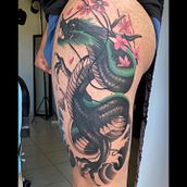 color dragon tattoo. Un proyecto de Diseño de tatuajes de Νικόλας Χριστοδουλής - 26.10.2021