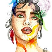 Mon projet du cours : Portrait illustré à l’aquarelle. Traditional illustration, Fine Arts, Painting, Drawing, Watercolor Painting, Portrait Drawing, and Artistic Drawing project by Lidwine Damus-Feuardent - 10.29.2021