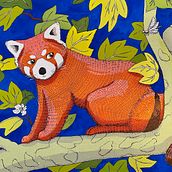 Red Panda & Dragonfly - My project in Creative Drawing with Ink and Gouache course. Projekt z dziedziny Tradycyjna ilustracja, Kreatywność,  Rysunek,  Rysunek artystyczny, Malarstwo akrylowe,  Rysunek atramentem i Malowanie gwaszami użytkownika kathryn_fletcher - 30.10.2021