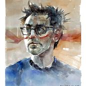 Watercolor James Gunn. Fine Arts, Painting, Watercolor Painting, and Portrait Drawing project by Ivan Oliva - 10.30.2021