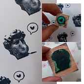 David con chicle / Estampación manual con sellos de fotopolímero . Projekt z dziedziny Craft,  Sztuki piękne, Sitodruk i Stemple użytkownika Celeste Tomini - 22.10.2021