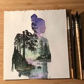 Mon projet du cours : Aquarelle avec une double exposition : peinture de la nature. Een project van Traditionele illustratie, Aquarelschilderen, Realistische tekening y Naturalistische illustratie van katia_valats - 02.11.2021