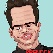 Caricatura Brendon Urie . Ilustração tradicional projeto de Patricia García Ianni - 04.11.2021