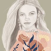 Mon projet du cours : Portrait au crayon, techniques de couleur et Photoshop. Traditional illustration, Fine Arts, Pencil Drawing, Drawing, Digital Illustration, and Portrait Drawing project by Bérangère Gorret - 11.05.2021