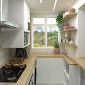Cozinha Pequena e Funcional. Projekt z dziedziny Projektowanie wnętrz użytkownika Juliana Saints - 23.10.2021