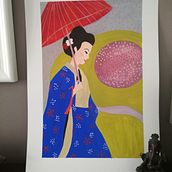 Mon projet du cours : Initiation à la gouache : voyage coloré au Japon. Traditional illustration, Fine Arts, Painting, Artistic Drawing, and Gouache Painting project by fabienne - 11.07.2021