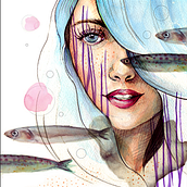 My project in Illustrated Portrait in Watercolor course. Traditional illustration, Fine Arts, Painting, Drawing, Watercolor Painting, Portrait Drawing, and Artistic Drawing project by Maike Maaßen - 11.07.2021