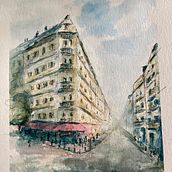 Mein Kursprojekt: Architektonische Zeichnung mit Aquarell und Tinte. Drawing, Watercolor Painting, Architectural Illustration & Ink Illustration project by ariane_schuermann - 11.08.2021