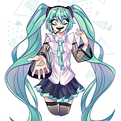 Hatsune Miku. Een project van Traditionele illustratie,  Creativiteit,  Tekening y Digitale illustratie van Genesis Vinueza - 10.11.2021