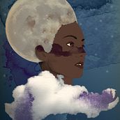 Meu projeto do curso: Técnicas de ilustração com aquarela digital - Lonely Moon . Traditional illustration, Digital Illustration, Watercolor Painting, Portrait Drawing, and Digital Drawing project by marcelo_sgcarvalho - 11.11.2021