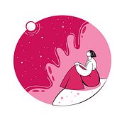 Girl in the landscape. Een project van Traditionele illustratie,  Ontwerp y Ontwerp van personages van nataliamuzalewskaya - 12.11.2021