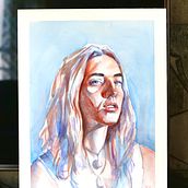 My project in Artistic Portrait with Watercolors course. Fine Arts, Painting, Watercolor Painting, and Portrait Drawing project by Erçin Altay - 11.13.2021
