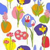 Springtime blossoms. Pattern Design, and Traditional illustration project by Lourdes Cano Sbizzera - 03.14.2021