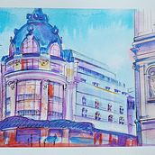 Mon projet du cours : Dessin architectural à l’aquarelle et à l’encre. Un proyecto de Bocetado, Dibujo, Pintura a la acuarela, Ilustración arquitectónica, Sketchbook e Ilustración con tinta de camelia_09 - 14.11.2021