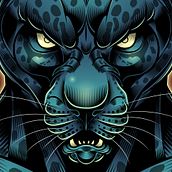 Black Jaguar MMA Fighter - drawn in Adobe Illustrator. Un proyecto de Ilustración tradicional de Seymour Yang - 15.11.2021