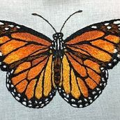 My project in Realistic Embroidery Techniques course_Monarch Thread Painting. Embroider, and Traditional illustration project by doanart - 11.13.2021