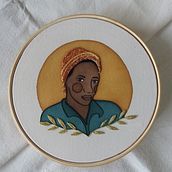Meu projeto do curso: Criação de retratos bordados com aquarela. Embroider, Painting, and Watercolor Painting project by Sara Geittens Perpetua - 11.16.2021
