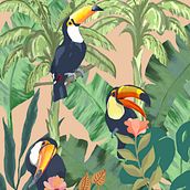 Meu projeto do curso: Tropical Tucanos. Traditional illustration, Costume Design, Pattern Design, Fashion Design, and Digital Illustration project by SILVANA POIATI - 11.17.2021