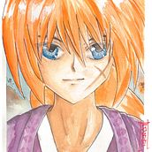 Mugshot Heros Kenshin Himura. Een project van Traditionele illustratie, Aquarelschilderen y Manga van le_sousmarin - 18.11.2021