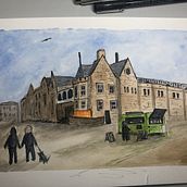 Architectural Sketching with Watercolor and Ink course - Portobello Beach, Edinburgh, UK. Sketching, Drawing, Watercolor Painting, Architectural Illustration, Sketchbook & Ink Illustration project by danboddington - 11.21.2021