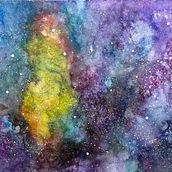 Mon projet final cours aquarelle : Nébuleuse. Projekt z dziedziny Trad, c, jna ilustracja,  Sztuki piękne,  Malarstwo i Malowanie akwarelą użytkownika lindalaberge1 - 22.11.2021