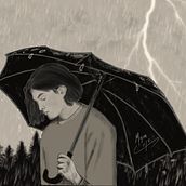 Mi Proyecto del curso: Técnicas de dibujo tradicional con Procreate “Troubled in the rain”. Traditional illustration, Drawing, Digital Illustration, Portrait Drawing, and Digital Drawing project by Gaby Cn - 11.22.2021