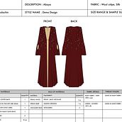 Fashion Design - Abaya Tech Packs. Traditional illustration, Design, Fashion Design, Br, ing, Identit, Costume Design, Design Management, Pattern Design, Sketching, Creativit, Drawing, Stor, telling, Stor, board, Portfolio Development, Embroider, Sewing, Artistic Drawing, Digital Design, Digital Drawing, Sketchbook, and Figure Drawing project by Elisa Malachin - 11.23.2021