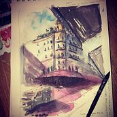 Mein Kursprojekt: Architektonische Zeichnung mit Aquarell und Tinte. Sketching, Drawing, Watercolor Painting, Architectural Illustration, Sketchbook & Ink Illustration project by Marco Maddee - 11.27.2021